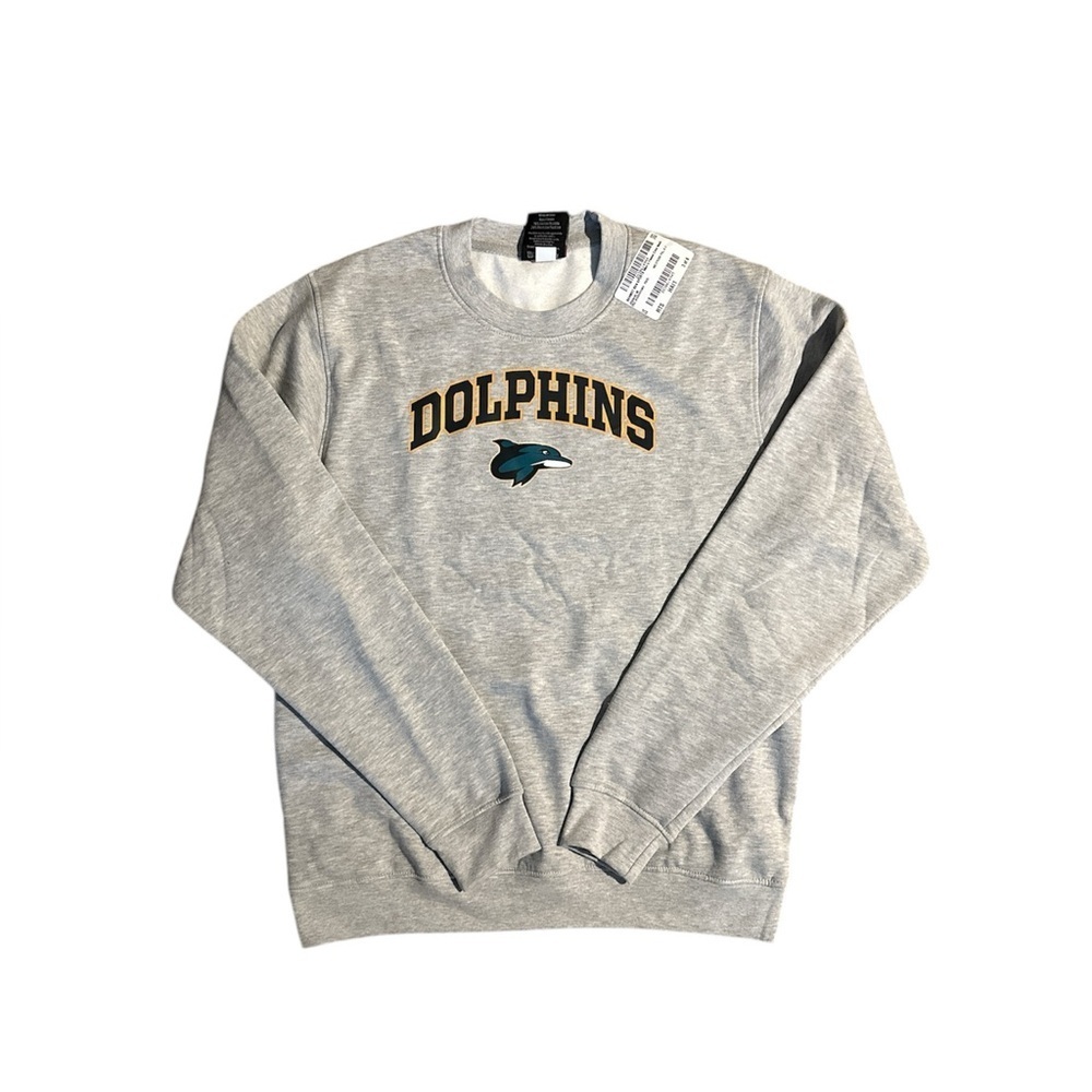 NWT, BSNSports, NFL Miami Dolphins Crewneck, Men’s Medium, Grey, Blue, Black
